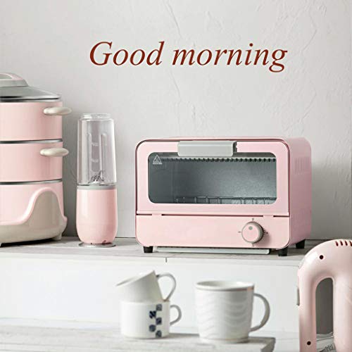 Oven Mini Horno EléCtrico DoméStico De 6l Perilla del Temporizador Malla EláStica/Puerta De Vidrio Templado/Tubo De Calentamiento De Vidrio De Cuarzo/Bandeja De Escoria/Manija De Aislamiento 800w