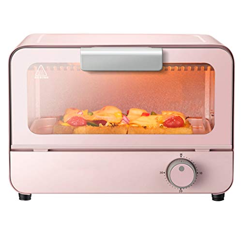 Oven Mini Horno EléCtrico DoméStico De 6l Perilla del Temporizador Malla EláStica/Puerta De Vidrio Templado/Tubo De Calentamiento De Vidrio De Cuarzo/Bandeja De Escoria/Manija De Aislamiento 800w