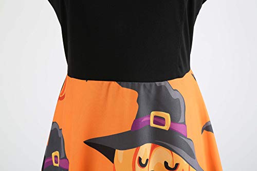 Overdose Vestidos De Halloween Sin Mangas Cuello Redondo Estampado De Calabaza Fiesta De Noche Vestido De Fiesta Vestido De Columpio Elegante Vestidos