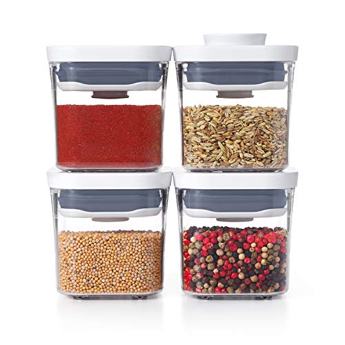 OXO Piece Mini Pop Container Set Good Grips-Juego de 4 contenedores de popa, plástico, Transparente
