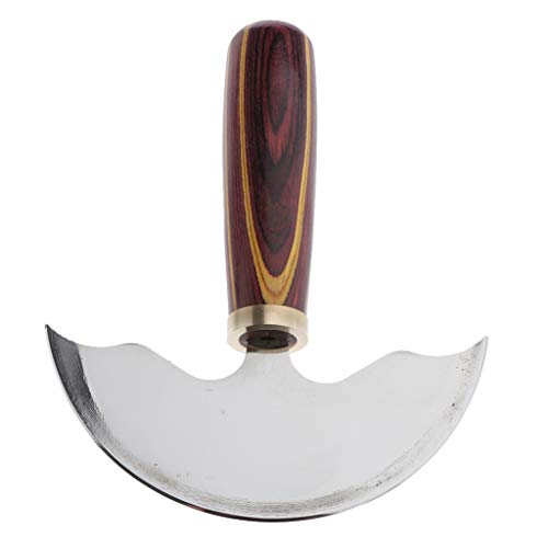 P Prettyia Cuchillo de Corte de Cuero Media Luna de Acero Cortador de Borde para Cinturón Bolso de Cuero DIY - Grande
