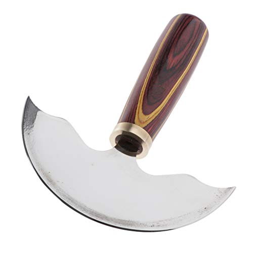 P Prettyia Cuchillo de Corte de Cuero Media Luna de Acero Cortador de Borde para Cinturón Bolso de Cuero DIY - Grande