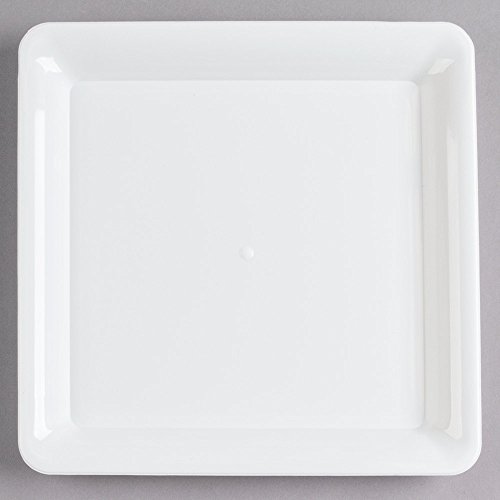 Pack de 3 bandejas cuadradas de plástico duro para servir/platos de plástico para servir alimentos – blanco – 30 x 30 cm (12" x 12")
