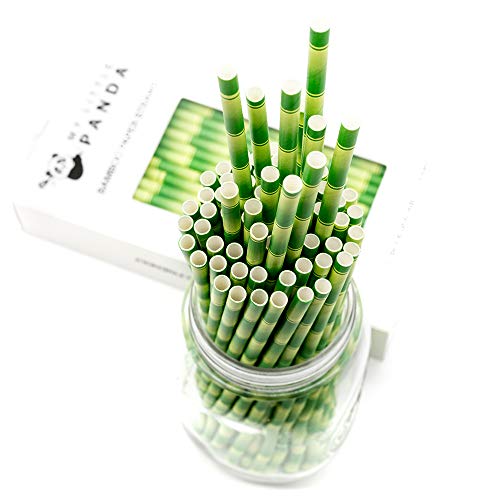 Pajitas de papel de bambú biodegradables, Solidas y duraderas, Perfecto para uso diario o para eventos especiales, bodas, fiestas y celebraciones de cumpleaños. (100)