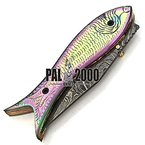 PAL 2000 9574 Cuchillo Plegable de Acero Damasco Hecho a Mano