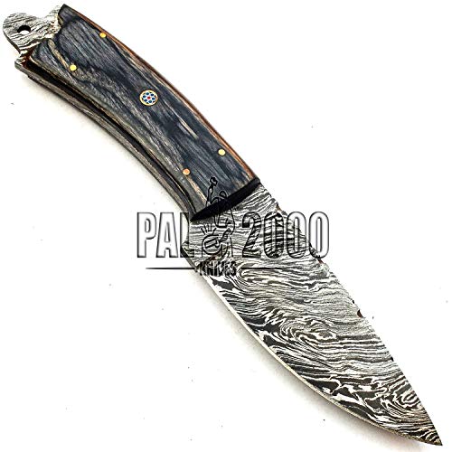 PAL 2000 Cuchillo Hecho a Mano de Acero de Damasco - Mini Cuchillo de Acero de Damasco de Calidad Garantizada - Cuchillo de Cocina con Vaina - Damasco Nuevo patrón Cuchillo de colección 9684