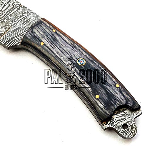 PAL 2000 Cuchillo Hecho a Mano de Acero de Damasco - Mini Cuchillo de Acero de Damasco de Calidad Garantizada - Cuchillo de Cocina con Vaina - Damasco Nuevo patrón Cuchillo de colección 9684