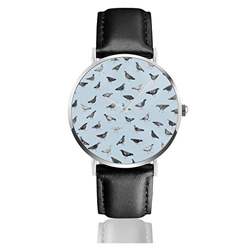 Palomas haciendo palomas cosas reloj movimiento de cuarzo impermeable correa de reloj de cuero para hombres mujeres simple negocios casual