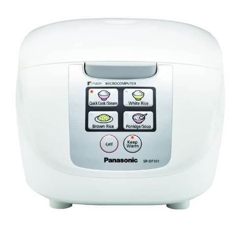 Panasonic SR-DF101 - Arrocera / Vaporera eléctrica de 1 l controlada por microordenador (750W, Fuzzy Logic, 6 programas de cocción preajustados, mantener caliente, compacto) color blanco