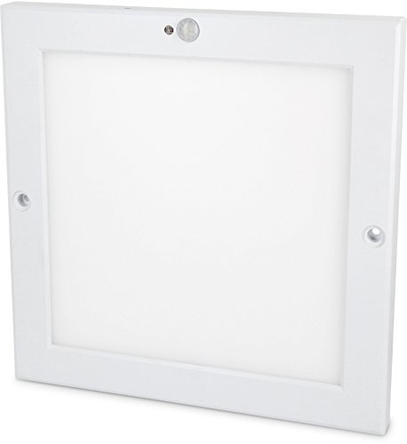 Panel sensor LED UltraSlim de 18 W, lámpara de techo con detector de movimiento y sensor crepuscular, transofrmador de LED incl., Tagesweiß (4000 K), LED 18.00W 230.00V