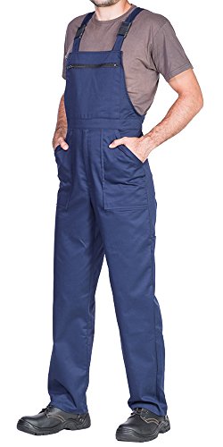 Pantalones con peto de trabajo para hombre, Made in EU, Mono de trabajo, Azur, blanco, rojo, verde, negro (XL, Navy)