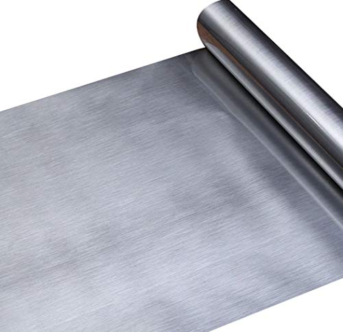 Papel adhesivo de aspecto de metal plateado de acero inoxidable cepillado para colocar en el estante o en el cajón, para lavaplatos, electrodomésticos, frigoríficos, lavaplatos 30 x 150cm