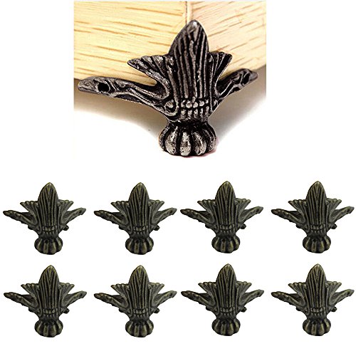 Paquete de 8 esquinas de bronce de aleación de zinc antigua esquina decorativa de muebles para estantes de caja de madera patas de tabla 40 * 30 mm con tornillos