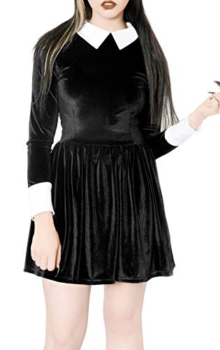 Para G y PL Halloween mujeres negro terciopelo manga corta vestido de fiesta