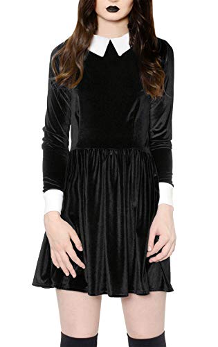 Para G y PL Halloween mujeres negro terciopelo manga corta vestido de fiesta