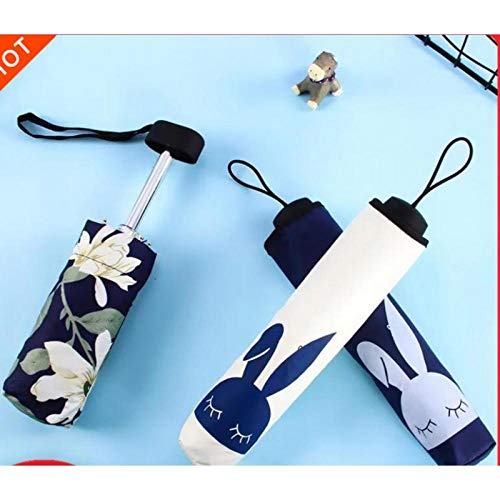 Paraguas plegable de 50 pliegues ultra ligero pequeño mini paraguas fresco de doble uso tres diosa plegable protector solar paraguas solar wqq azul marino conejo ~ 30% de descuento, reciba cupones, p