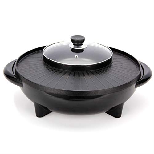 Parrilla Eléctrica De Olla Caliente, Multifuncional Antiadherente De Gran Capacidad Parrilla Eléctrica Redonda Para El Hogar Olla Integrada Para Asar Shabu (5 Funciones De Ajuste De Temperatura)