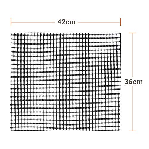 Parrillas Barbacoa HTINAC, Grill de Malla 42 * 36 cm Resistente al Calor Parrilla Reutilizable Adecuado para Hornear Carne, Pescado, Verduras, Pan（2pcs）