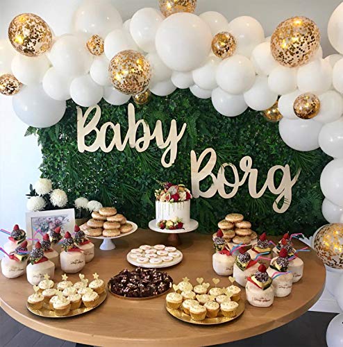 PartyWoo Látex Globos de Cumpleaños 100 Piezas Globos de Helio Globos Boda para Cumpleaños Decoración Fiesta Aniversario Baby Shower Comunión Bodas Navidad Graduación-Blanco y Dorado Confeti