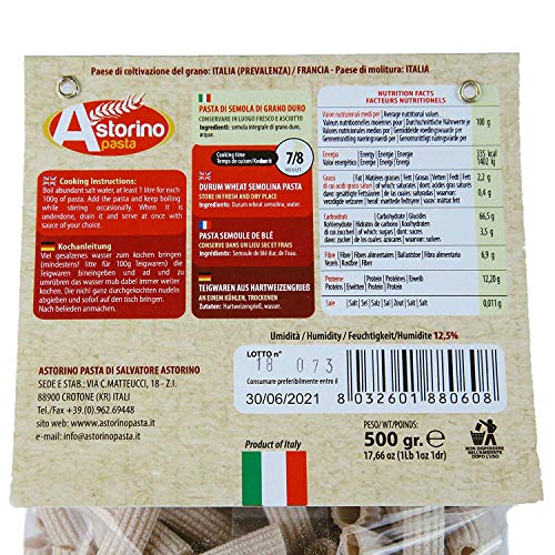 PASTA CASERA DE CALABRIA POR EJEMPLO LOS RIGATONI HECHO CON TRIGO DURO DE ASTORINO PASTA: 6 PAQUETES DE PASTA DE 500 GRAMOS PRODUCIDOS EN CALABRIA CON TRIGO ITALIANO
