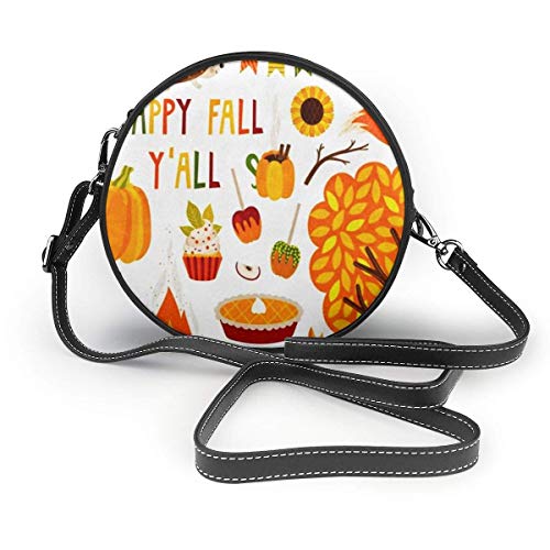 Pastel árbol hojas calabaza flor zorro caracoles animales bandolera redonda bolso de cuero PU bolsos de mano bolso de mensajero para mujer