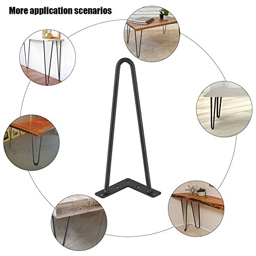 Patas de escritorio de mesa de 4 piezas, patas de muebles de hierro negro para muebles de artesanías de bricolaje (30 cm)
