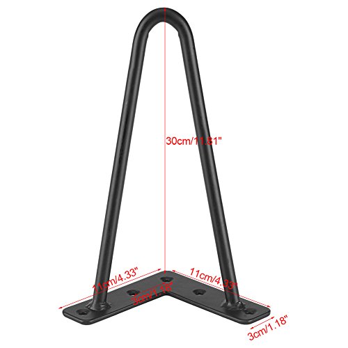 Patas de escritorio de mesa de 4 piezas, patas de muebles de hierro negro para muebles de artesanías de bricolaje (30 cm)