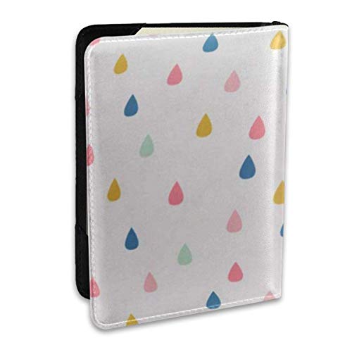 Patrón de Gota de Agua Azul Marino Gotas de Lluvia Lindas en Menta Amarillo Mostaza y Rosa Coral Verde Abstracto Fundas de Pasaporte, Billetera de Pasaporte y Pasaporte