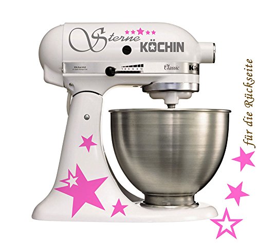 Pegatinas para KitchenAid estrellas Köchin Silbergrau – Rosa + 20 Mini schm etterlinge
