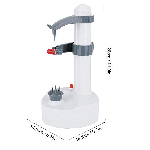 Pelador de papas eléctrico, Pelador de frutas automático eléctrico multifuncional Herramienta de pelado del cortador de pelado de frutas y verduras giratorio automático(Blanco)