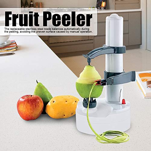 Peladora de patatas eléctrica, cortadora giratoria automática multifuncional de frutas y verduras Peladora eléctrica automática de frutas Peladora Máquina de herramientas de cocina Máquina(Blanco)