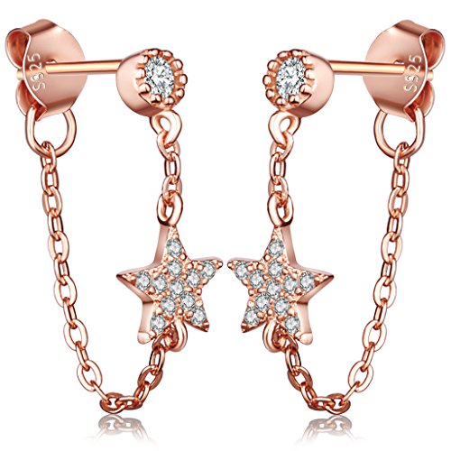 Pendiente elegante de estrella de plata de ley 925 con circonitas cúbicas Infinite U. Pendientes en forma de gota para mujer/niña.