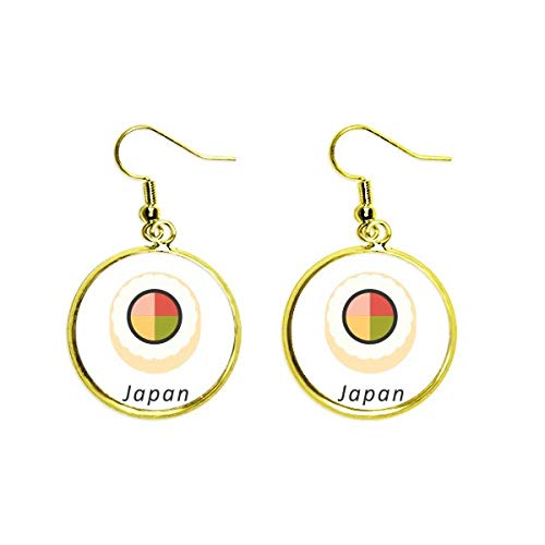Pendientes japoneses tradicionales de Sushi Maki cuelgan oro gota pendiente joyería mujer