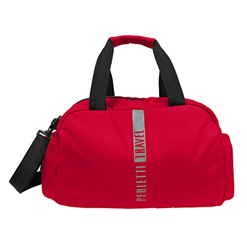 PERLETTI - Equipaje de Mano Hombre Mujer – Bolso Bandolera de Viaje Deporte Impermeable de Nylon - Zurrón Bolso de Hombro con Correa Regulable Ultraligero Suave - Ryanair EasyJet 40x20x25 cm (Rojo)
