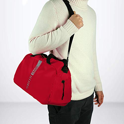 PERLETTI - Equipaje de Mano Hombre Mujer – Bolso Bandolera de Viaje Deporte Impermeable de Nylon - Zurrón Bolso de Hombro con Correa Regulable Ultraligero Suave - Ryanair EasyJet 40x20x25 cm (Rojo)