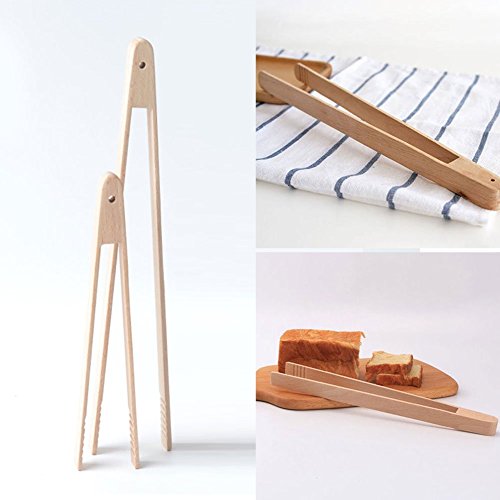 Pinzas de cocina de madera, pinzas para asar, ensalada, barbacoa, parrilla, cocinar, hornear, freír, pan, bolsos, tartas 20cm*4cm As Picture Show