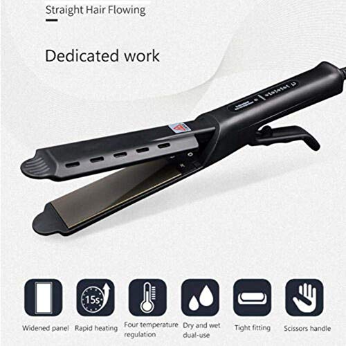 Plancha de pelo de hierro plano iónico de turmalina de cerámica, hace que el cabello brillante y sedoso se caliente rápidamente, férula con temperatura ajustable, adecuado para todo tipo de cabello