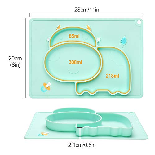 Platos para Bebes Niños de Silicona Plato Infantil con Ventosas Antideslizantes Placemat Mantel Individual Adecuado para la Mayoría de las Sillas Altas, Aprobado por la FDA y sin BPA