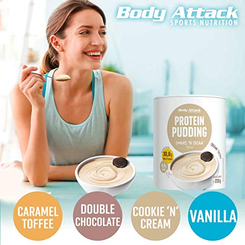 Preparado para hacer Natillas Proteicas de Cookies & Cream Body Attack 210g