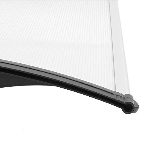 PrimeMatik - Tejadillo de protección 240x90cm Marquesina para Puertas y Ventanas Negro