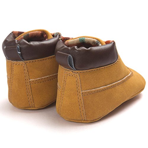 Primeros Pasos para Bebé niño, Recién Nacido bebé niño niña Zapatos Lindos Zapatos de Lona Antideslizante Suave 0-18 Mes (Tamaño:6-12Mes, Caqui)