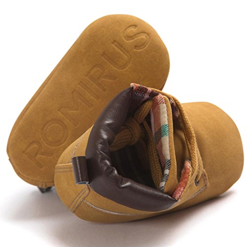 Primeros Pasos para Bebé niño, Recién Nacido bebé niño niña Zapatos Lindos Zapatos de Lona Antideslizante Suave 0-18 Mes (Tamaño:6-12Mes, Caqui)