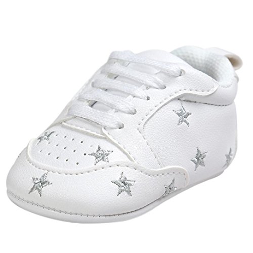 Primeros Pasos Zapatos de Bebé, Zapatillas para Infantil Recién Niñas Niños 0-18 Mes (Tamaño:0-6Mes, Plata)