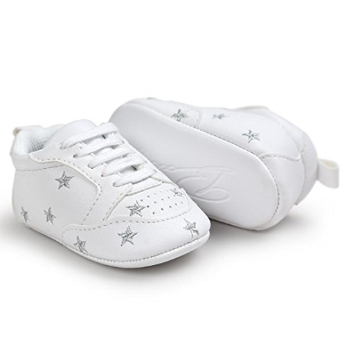 Primeros Pasos Zapatos de Bebé, Zapatillas para Infantil Recién Niñas Niños 0-18 Mes (Tamaño:0-6Mes, Plata)