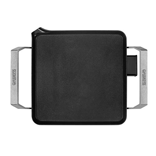 Princess Table Chef Premium 103090 Compacta, Plancha Mini Cuadrada, Alta Potencia, Negro, 28 x 28 cm