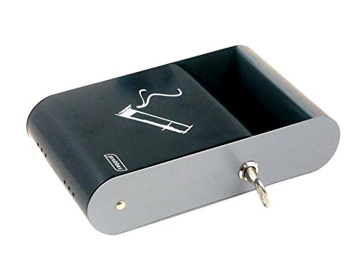 Probbax Cenicero de Pared Exterior, Acero, Negro, 25x15x6 cm