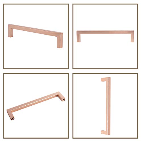 Probrico - Tiradores de acero inoxidable para armarios de cocina, de cobre cepillado, para cajones de dormitorio, oro rosa, 10 mm de ancho, acero inoxidable, oro rosa, Hole Center: 192mm