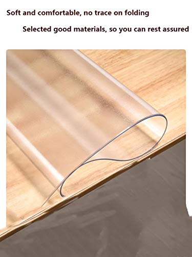 Promworld Mantel Antimanchas Resistente Líquidos，Mantel de plástico Suave de PVC Esmerilado Transparente-Transparente 1.6mm_80 * 130cm，algodón la Cubierta de Tabla Cena
