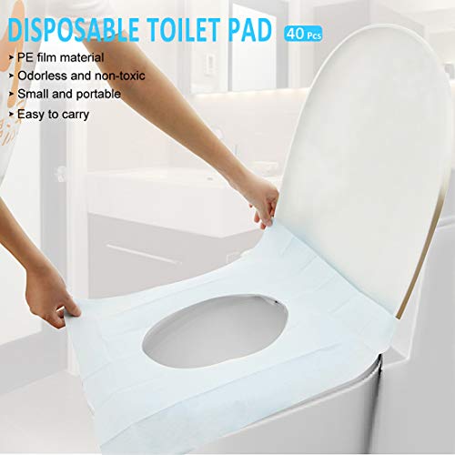 Protector WC Desechable Impermeable, Yolistar 40pcs Protector Water Desechables Papel Cubre Inodoro, Antibacteriano Talla Universal Funda Desechable wc para Baño, Proteger el medio ambiente