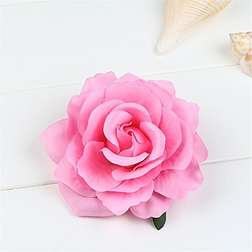 Q_TS Diademas Pelo Banda Turbantes Simulación Rosa Flor Flor Horquilla Tela sombrerería harina Blanca